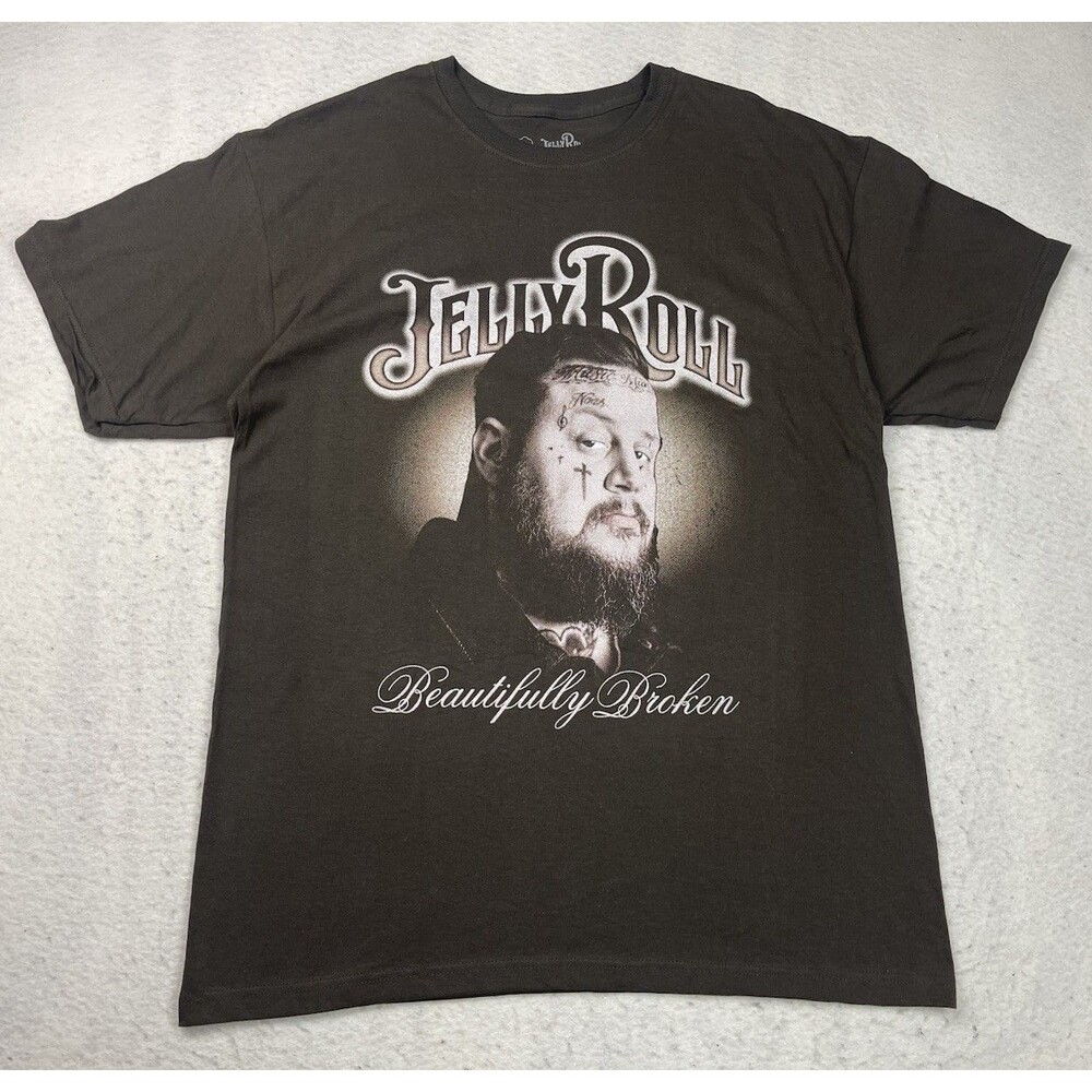 Jelly Roll Size XL Beautifully Broken Brown Short Sleeve T-Shirt